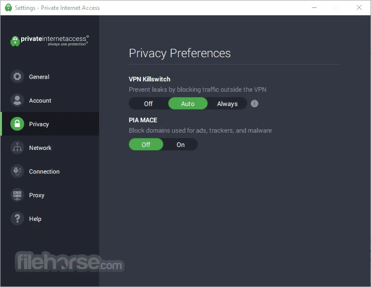 Private Internet Access – capture d'écran 7